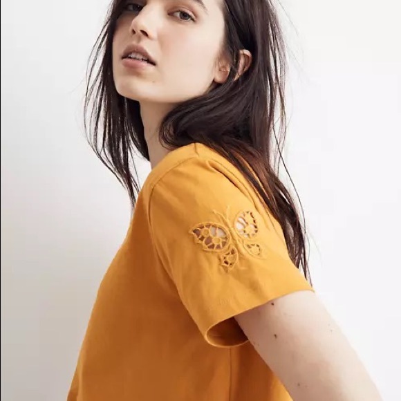 Madewell Butterfly Embroidered Eyelet Setlist Boxy Tee - Picture 1 of 3